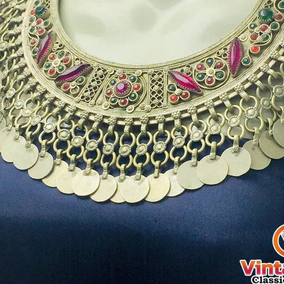 Gypsy Kuchi Handmade Torque Necklace With Tassels - Picture 3 of 8